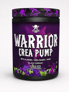 Warrior CREA PUMP 400 g – predtréningový doplnok bez kofeínu, čierna ríbezľa