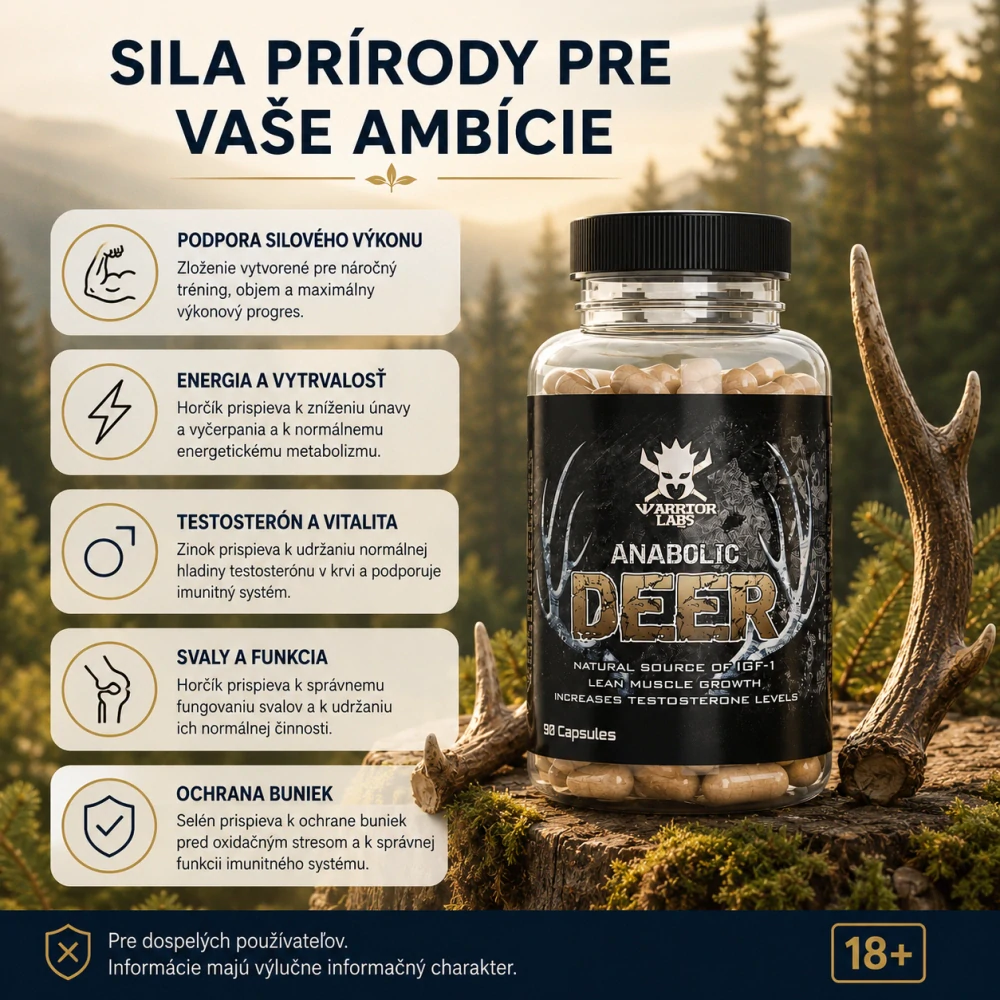 Anabolic Deer – extrakt zo zamatových jeleních parohov 90 kapsúl