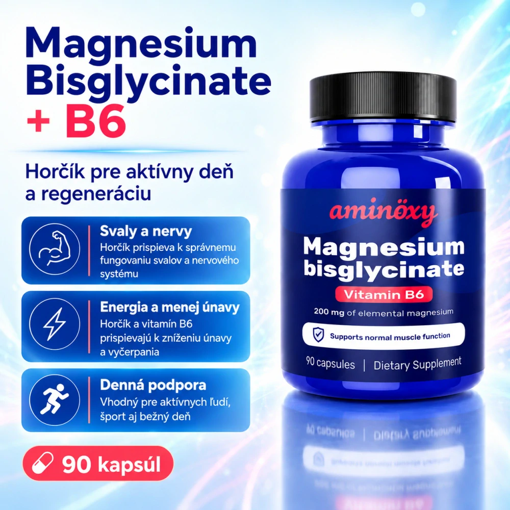 Magnesium Bisglycinate + B6 90 kapsúl – horčík pre aktívny deň a regeneráciu