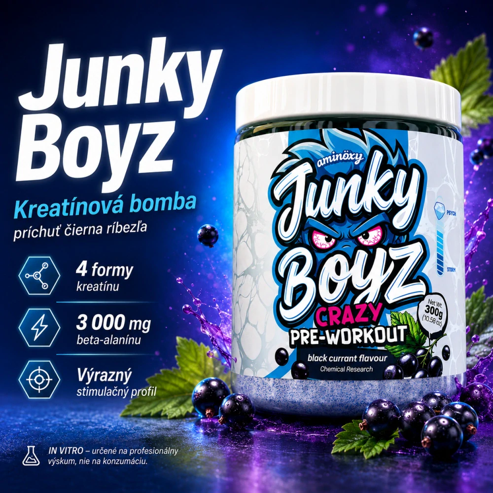 Junky Boyz – predtréningový komplex s kreatínom, príchuť čierna ríbezľa
