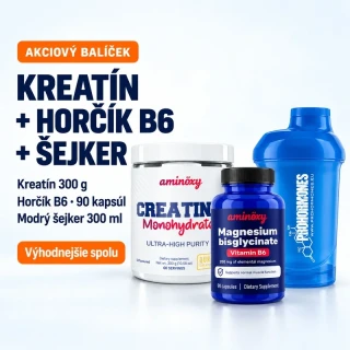 Tréningový balíček – kreatín 300 g + horčík B6 + šejker 300 ml